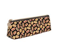 Bkdogkt Fun Food Hot Dogs Print Simple Pencil Case Triangle Pouch for Pens Makeup Art Supplies Daily Essentials, White, One Size