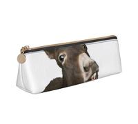 Bkdogkt Funny Donkey Print Simple Pencil Case Triangular Pen Cover Makeup Supplies Daily Essentials, White, One Size, White, One Size