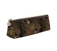 Bkdogkt Gears Clock Bronze Century Print Simple Pencil Case Triangle Pouch for Pens Makeup Art Supplies Daily Essentials, White, One Size