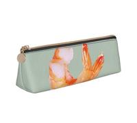 Bkdogkt Glutton Shrimp Print Simple Pencil Case Triangular Pen Pouch Makeup Tools Art Daily Necessary, White, One Size, White, One Size