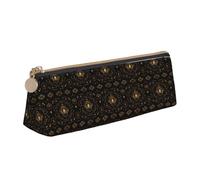 Bkdogkt Gold Lotus Flowers Print Simple Pencil Case Triangle Pouch for Pens Makeup Art Supplies Daily Essentials, White, One Size