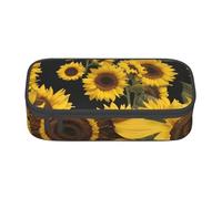 Bkdogkt Golden Sunflowers Print 8.3 x 2 x 3.7 In Large Capacity Pencil Case Functional Storage for Office Travel