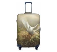 Bkdogkt Grass and dove Print Protective Suitcase Cover Washable Travel Luggage Protector with Concealed Zipper, White, M