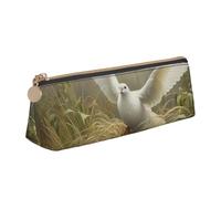 Bkdogkt Grass and dove Print Simple Pencil Case Triangle Pouch for Pens Makeup Art Supplies Daily Essentials, White, One Size