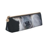 Bkdogkt Gray Highland Cow Print Simple Pencil Case Triangle Pouch for Pens Makeup Art Supplies Daily Essentials, White, One Size