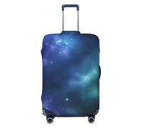 Bkdogkt Green Blue Purple Galaxy Print Fashionable Suitcase Cover Personalized Luggage Protector for Travel and Business, Black, M