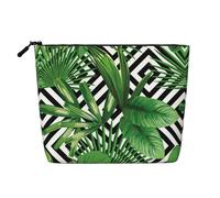 Bkdogkt Green Leaves of Palm Tree Tropical Plant Print Work Bag Essentials Single-layer Makeup Bag Travel Cosmetic Organizer Large Capacity, Black, One size