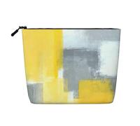 Bkdogkt Grey And Yellow Abstract Art Painting Print Work Bag Essentials Single-layer Makeup Bag Travel Cosmetic Organizer Large Capacity, Black, One size