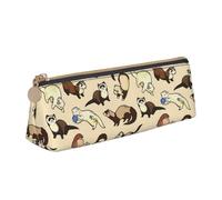 Bkdogkt Hairy Ferret Print Simple Pencil Case Triangle Pouch for Pens Makeup Art Supplies Daily Essentials, White, One Size