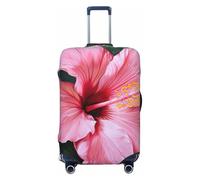 Bkdogkt Hawaii Pink Flower Print Fashionable Suitcase Cover Personalized Luggage Protector for Travel and Business, Black, M