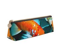 Bkdogkt HD Koi Fish Print Simple Pencil Case Triangle Pouch for Pens Makeup Art Supplies Daily Essentials, White, One Size
