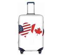 Bkdogkt Heart-shaped flag Print Protective Suitcase Cover Washable Travel Luggage Protector with Concealed Zipper, White, Large