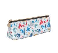 Bkdogkt Hockey Elements Creative Patterned Print Simple Pencil Case Triangle Pouch for Pens Makeup Art Supplies Daily Essentials, White, One Size