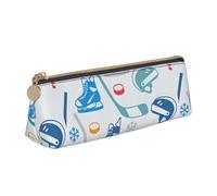 Bkdogkt Hockey Elements Creative Patterned Print Simple Pencil Case Triangle Pouch for Pens Makeup Art Supplies Daily Essentials, White, One Size