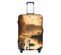 Bkdogkt Hunting Flying Wild Ducks Print Protective Suitcase Cover Washable Travel Luggage Protector with Concealed Zipper, White, XL