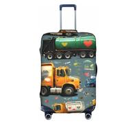 Bkdogkt I Love Garbage Trucks Print Protective Suitcase Cover Washable Travel Luggage Protector with Concealed Zipper, White, Large