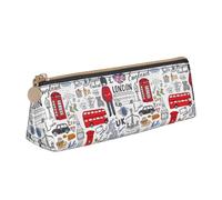 Bkdogkt 'I Love Lond' Print Simple Pencil Case Triangular Pen Cover Makeup Tools Art Daily Essentials, White, One Size, White, One Size