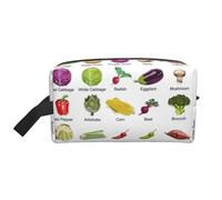 Bkdogkt Introduction of various vegetables Print Large Capacity Cosmetic Organizer for Women and Men Portable Travel Makeup Pouch, White, One Size