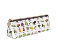 Bkdogkt Introduction of Various Vegetables Print Simple Pencil Case Triangular Pen Pouch Makeup Tools Art Supplies Daily Essentials, White, One Size, White, One Size