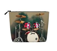 Bkdogkt Jazz drum Print Work Bag Essentials Single-layer Makeup Bag Travel Cosmetic Organizer Large Capacity, Black, One size