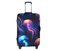 Bkdogkt Jellyfish Pattern Print Protective Suitcase Cover Washable Travel Luggage Protector with Concealed Zipper, White, S