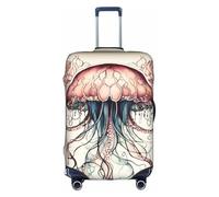 Bkdogkt Jellyfish Pattern Print Protective Suitcase Cover Washable Travel Luggage Protector with Concealed Zipper, White, S
