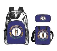 Bkdogkt Kentucky State Flag Print Unisex Clear Backpack with Lunch Case 3 Pieces