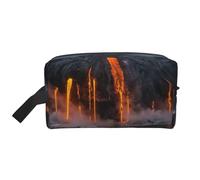 Bkdogkt Kilauea Volcano Print Large Capacity Cosmetic Organizer for Women and Men Portable Travel Makeup Pouch, White, One Size