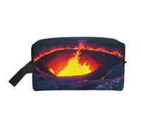 Bkdogkt Kilauea Volcano Print Large Capacity Cosmetic Organizer for Women and Men Portable Travel Makeup Pouch, White, One Size