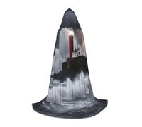 Bkdogkt Lighthouse In Storm Print Unisex Hooded Cloak For Wizard Carnival Halloween Christmas Cosplay Costume Robe