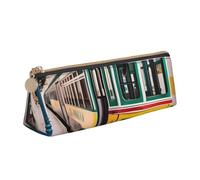 Bkdogkt lisbon Tram Pattern Print Simple Pencil Case Triangular Pen Pouch Makeup Tools Art Daily Necessary, White, One Size, White, One Size