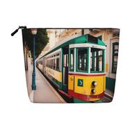 Bkdogkt lisbon tram pattern Print Work Bag Essentials Single-layer Makeup Bag Travel Cosmetic Organizer Large Capacity, Black, One size