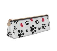 Bkdogkt Love Cat Paw Heart Puppy Foot Print Simple Pencil Case Triangular Pen Pouch Makeup Tools Art Daily Essentials, White, One Size, White, One Size