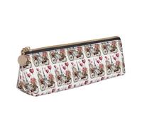 Bkdogkt Love Paris Tower Coffee Wine Perfume Bicycle Heart Print Simple Pencil Case Triangle Pouch for Pens Makeup Art Supplies Daily Essentials, White, One Size