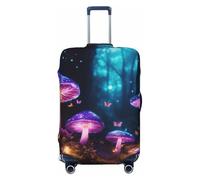 Bkdogkt Magic Mushroom Print Fashionable Suitcase Cover Personalized Luggage Protector for Travel and Business, Black, S