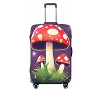 Bkdogkt Magic Red Mushroom Print Fashionable Suitcase Cover Personalized Luggage Protector for Travel and Business, Black, L