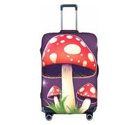 Bkdogkt Magic Red Mushroom Print Protective Suitcase Cover Washable Travel Luggage Protector with Concealed Zipper, White, Medium