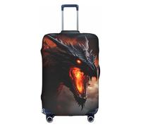 Bkdogkt Magical Dragon Print Protective Suitcase Cover Washable Travel Luggage Protector with Concealed Zipper, White, X-Large