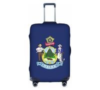Bkdogkt Maine State Flag Print Protective Suitcase Cover Washable Travel Luggage Protector with Concealed Zipper, White, X-Large