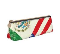 Bkdogkt Mexican American Flag Print Simple Pencil Case Triangular Pen Cover Makeup Supplies Art Supplies Daily Necessary