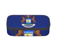 Bkdogkt Michigan State Flag Print 8.3 x 2 x 3.7 In Large Capacity Pencil Case Functional Storage for Office Travel