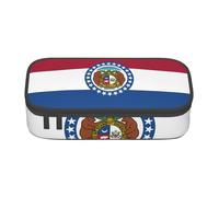 Bkdogkt Missouri State Flag Print 8.3 x 2 x 3.7 In Large Capacity Pencil Case Functional Storage for Office Travel