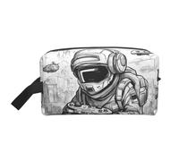 Bkdogkt Monochrome Sketch Style Gaming Print Large Capacity Cosmetic Organizer for Women and Men Portable Travel Makeup Pouch, White, One Size