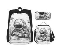Bkdogkt Monochrome Sketch Style Gaming Print Versatile Adjustable Shoulder Fashion Backpack Lunch Bag Pencil Case Large Capacity, Black, One Size, Black, One Size