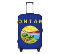 Bkdogkt Montana State Flag Print Fashionable Suitcase Cover Personalized Luggage Protector for Travel and Business, Black, Large