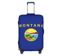 Bkdogkt Montana State Flag Print Protective Suitcase Cover Washable Travel Luggage Protector with Concealed Zipper, White, Medium