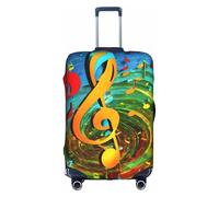 Bkdogkt Music Note Print Protective Suitcase Cover Washable Travel Luggage Protector with Concealed Zipper, White, Medium
