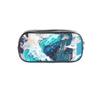 Bkdogkt Ocean Wave Print Transparent Stationery Organizer Clear Pencil Case Pouch Travel Office Storage Bag