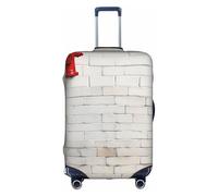 Bkdogkt Old White Brick Wall Print Protective Suitcase Cover Washable Travel Luggage Protector with Concealed Zipper, White, X-Large