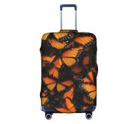 Bkdogkt Orange Monarch Butterflies Print Protective Suitcase Cover Washable Travel Luggage Protector with Concealed Zipper, White, M